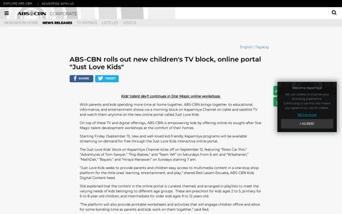 ABS-CBN rolls out new children's TV block, online portal "Just ...