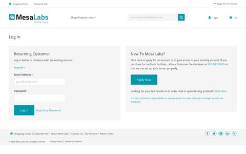 Log in | Register - Mesa Labs