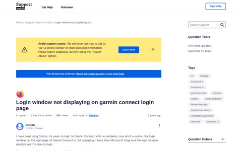 Login window not displaying on garmin connect login page ...