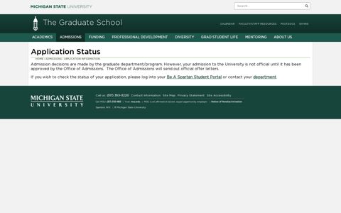 Application Status - The Graduate School - Michigan State ...