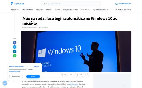 Mão na roda: faça login automático no Windows 10 ao iniciá ...
