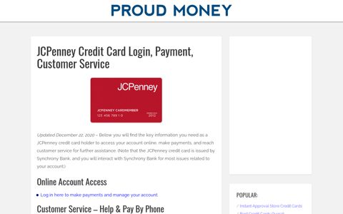 JCPenney Credit Card Login, Payment, Customer Service ...