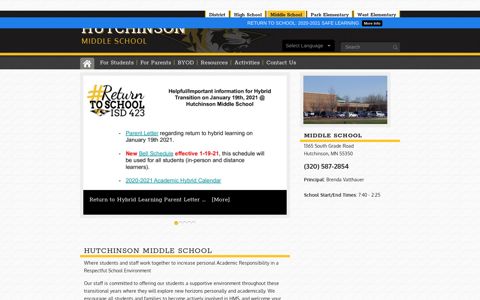 Middle School - Hutchinson Public Schools