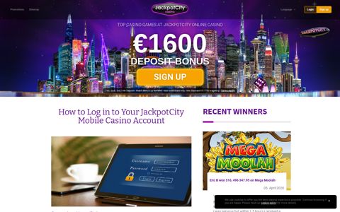 How to Log into Your JackpotCity Mobile Casino Account