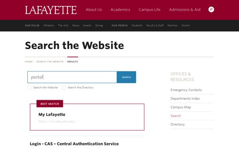 Search the Website - Search · Lafayette College