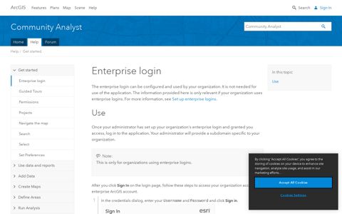Enterprise login—Community Analyst | Documentation