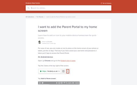 I want to add the Parent Portal to my home screen | Kinderly ...
