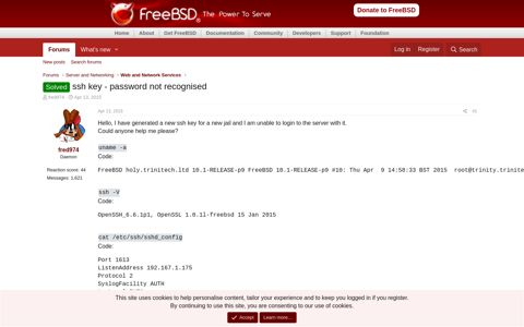 Solved - ssh key - password not recognised | The FreeBSD ...