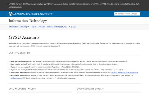 GVSU Accounts - Information Technology - Grand Valley State ...