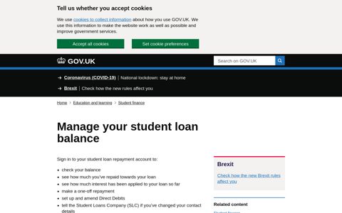 Manage your student loan balance - GOV.UK
