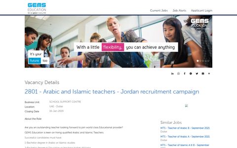 2801 - Arabic and Islamic teachers - GEMS Education