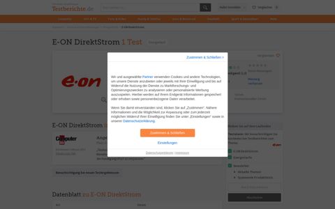E-ON DirektStrom im Test ▷ Testberichte.de-∅-Note