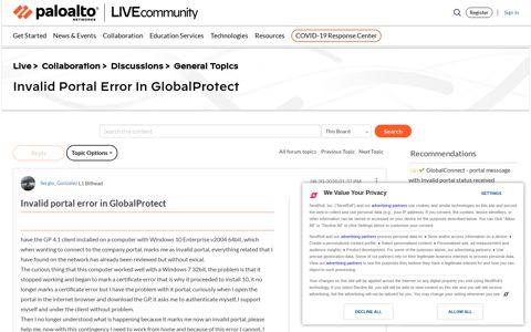 Live Community - Invalid portal error in GlobalProtect - Live ...