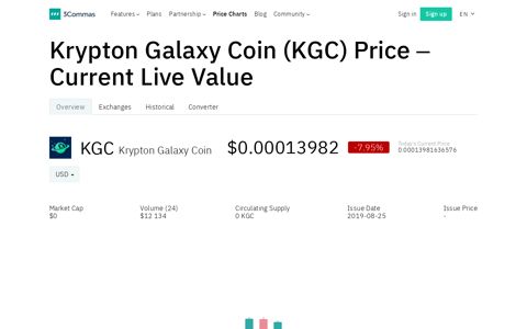 Krypton Galaxy Coin Price Chart: Today's Live Value of KGC ...