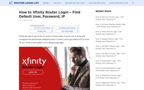 How to Xfinity Router Login - Find Default User, Password, IP