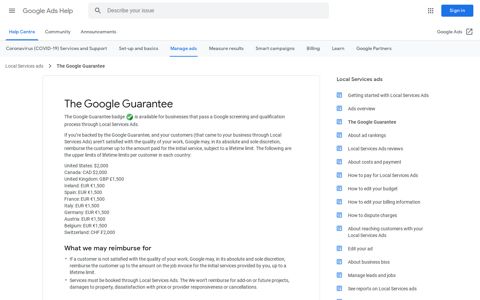 The Google Guarantee - Google Ads Help - Google Support