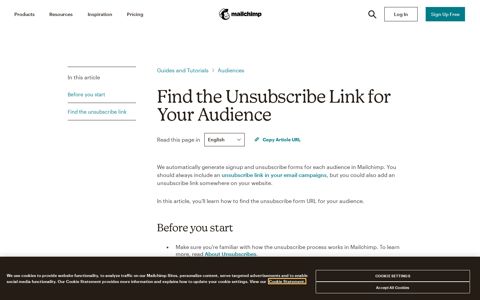 Find the Unsubscribe Link for Your Audience - Mailchimp
