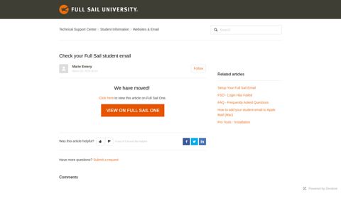 Check your Full Sail student email – Technical Support Center