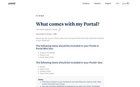 What comes with my Portal? - Facebook Portal
