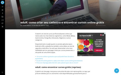 eduK: como criar seu cadastro e encontrar cursos online ...