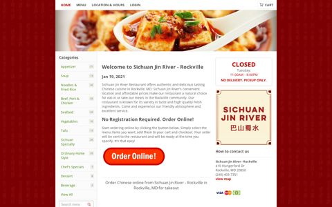 SICHUAN JIN RIVER - Rockville, MD | Order Online | Chinese ...