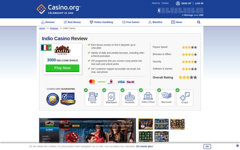Indio Casino Review 2020 - Welcome Bonus up to ₹250,000!