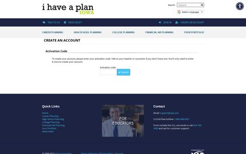 I Have A Plan Iowa ™ - Create an Account