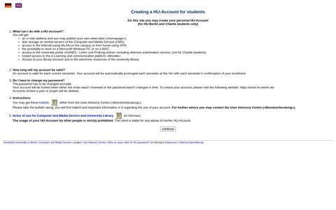 Creating an HU-Account for students