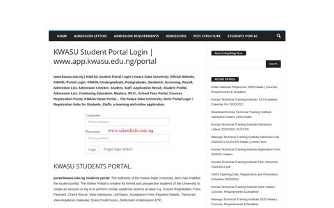 KWASU Student Portal Login | www.app.kwasu.edu.ng/portal ...