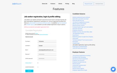 Job seeker registration, login & profile editing | JobMount