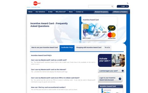 Edenred Incentive Award Card - Cardholder FAQs