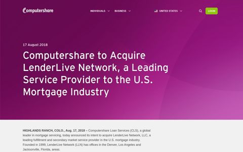 Computershare to Acquire LenderLive Network, a Leading ...