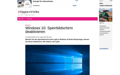 Windows 10: Sperrbildschirm deaktivieren - Heise