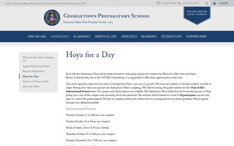 Hoya for a Day - Georgetown Preparatory School