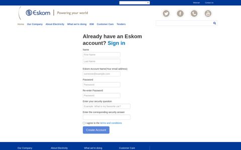 Create Eskom Account - Libraries