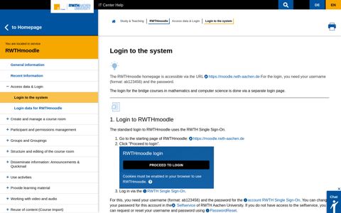 Login to the system (RWTHmoodle) - IT Center Help