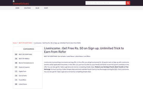 Liveincome : Get Free Rs. 50 on Sign up, Unlimited Trick to ...