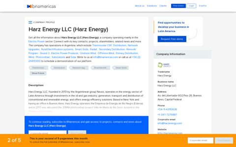 Harz Energy LLC (Harz Energy) - BNamericas
