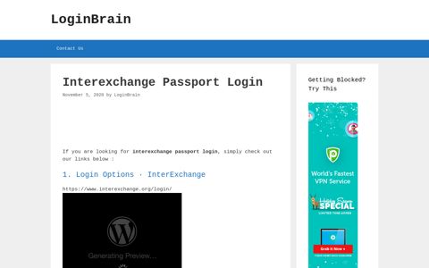 Interexchange Passport - Login Options · Interexchange