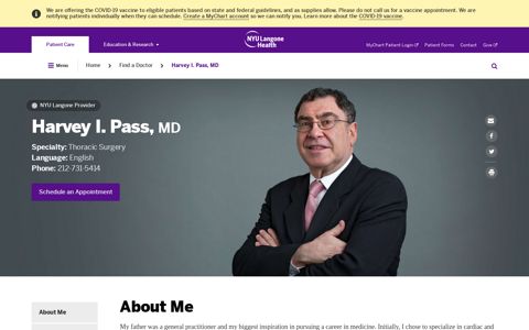 Harvey I. Pass, MD | NYU Langone Health