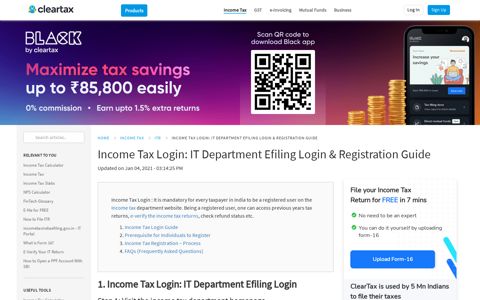 Income Tax Login: IT Department Portal - Login & Registration ...