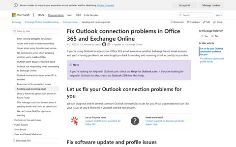 Fix Outlook connection problems in Office 365 and Exchange ...