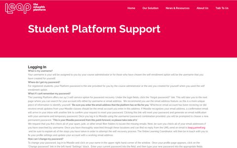 Student Platform Support - Leap Health