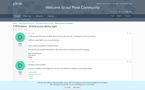 FTP Problem - limited access denies login | Plesk Forum