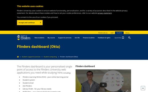 Flinders dashboard (Okta) - Flinders University Students