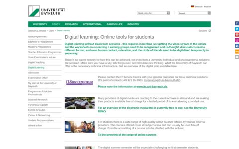 Digital learning: Online tools for students - Universität Bayreuth
