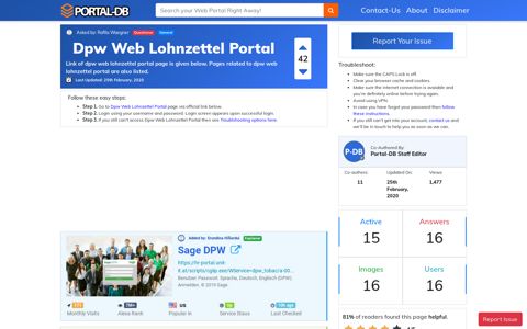 Dpw Web Lohnzettel Portal - Portal-DB.live