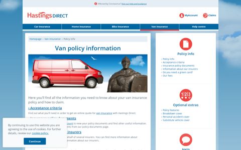 Van Insurance Policy Information | Hastings Direct