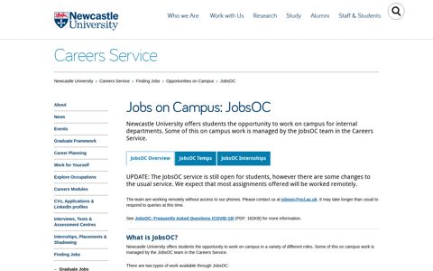 JobsOC - Careers Service - Newcastle University