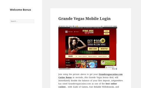 Grande Vegas Mobile Login - Welcome Bonus